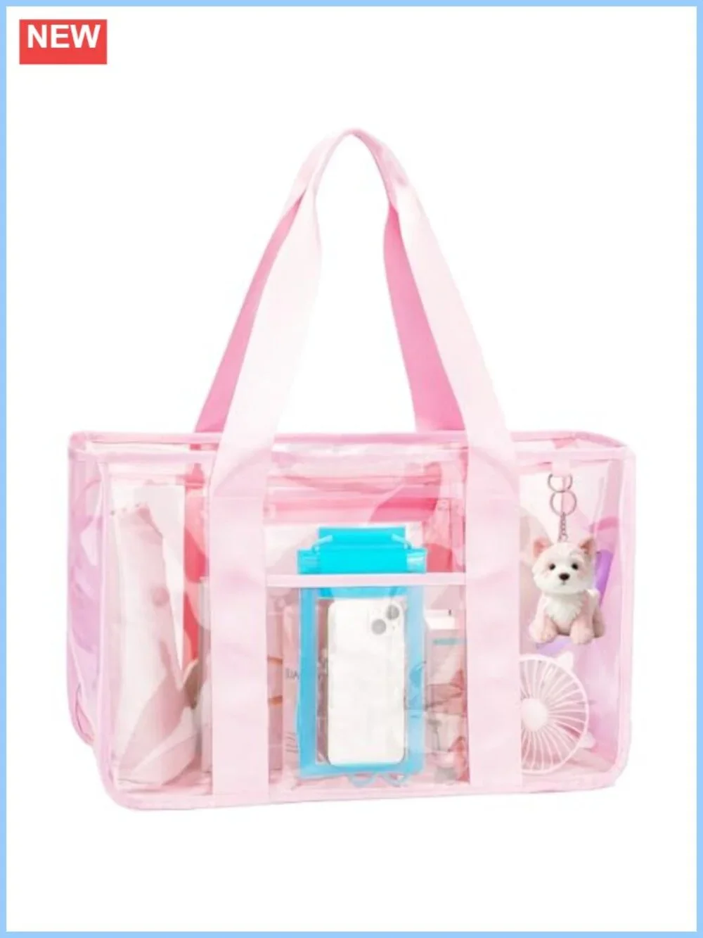 Waterproof Clear Beach Tote with Zipper for Travel